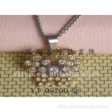 TC75 High Qualtity Stainless Steel Crystal 14K Gold Butterfly Pendant